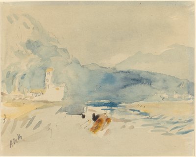 A Landscape with Mountains and a Stream by Hercules Brabazon Brabazon