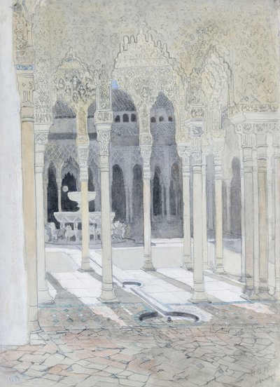 The Lion Courtyard, the Alhambra, Granada, Spain by Hercules Brabazon Brabazon