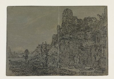 Landscape with a Steep Cliff (small version) by Hercules Segers