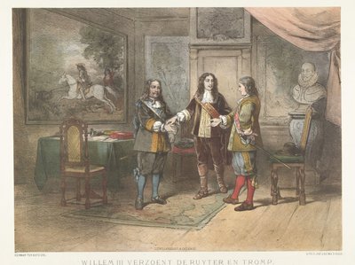 Prince William III Reconciles Michiel de Ruyter and Cornelis Tromp, 1673 by Herman Frederik Carel ten Kate