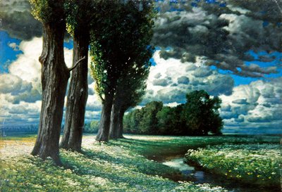 Poplars by a Stream by Herman Rüdisühli