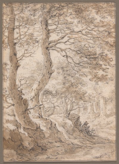 A Forest Interior, with a Seated Figure by Herman Saftleven