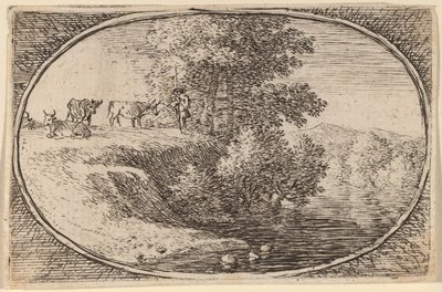Herd of Cows on Bluff to Left of Water by Herman van Swanevelt