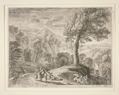 The Large Tree and the Cave, from the set The Flight into Egypt by Herman van Swanevelt