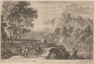 Travelers on Road to Left of a Stream by Herman van Swanevelt