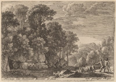 Two Satyrs Tending a Flock of Goats by Herman van Swanevelt