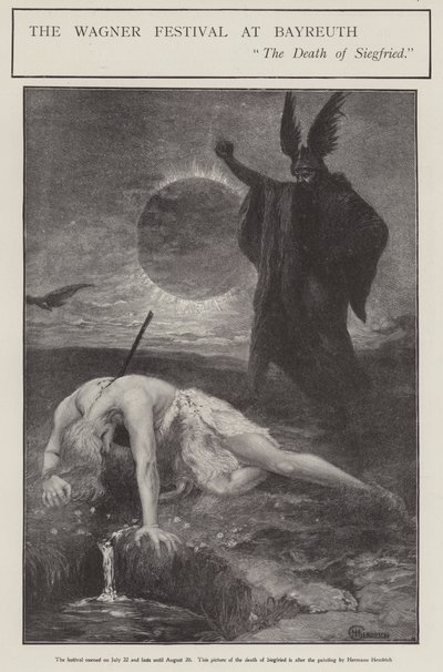The Wagner Festival at Bayreuth: the Death of Siegfried by Hermann (after) Hendrich