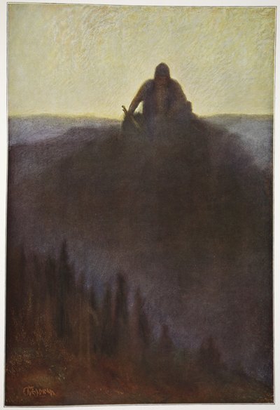 Wotan waits in Valhalla for the end with his broken spear, 1906 by Hermann Hendrich