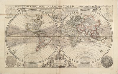 A New and Correct Map of the World, Laid Down According to the Newest Discoveries, and from the Most Exact Observations, by Herman Moll, Geographer by Hermann Moll