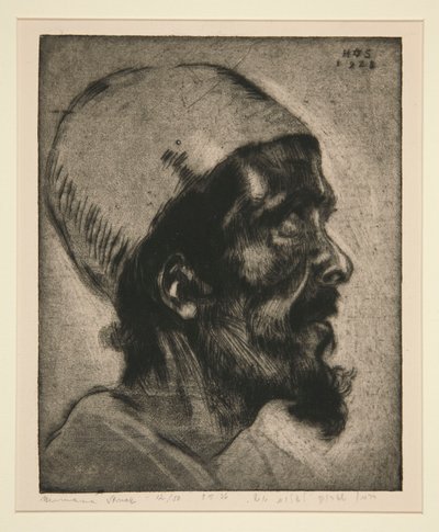 Male Head (of a Blind Man?) in Profile by Hermann Struck