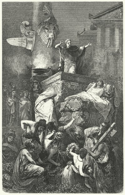 Augustus Giving the Oration at the Funeral of His Nephew Marcellus, 23 BC by Hermann Vogel