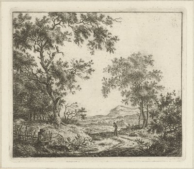 Landscape with Draftsman and Walker (series title: Six Landscapes) by Hermanus Fock