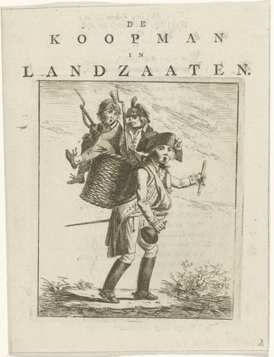 Song Sheet and Satirical Print with Soldiers, Satirical Print on William V, The Merchant in Landzaaten (title on object) by Hermanus Fock