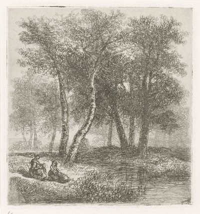 Mother and Child by the Waterside by Hermanus Jan Hendrik van Rijkelijkhuysen