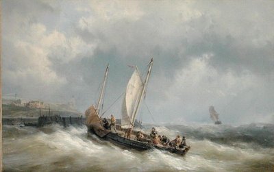 A Lugger Entering Harbour in a Storm by Hermanus Koekkoek