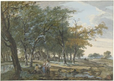 Landscape with a House among Trees and a Road along Fields by Hermanus van Brussel