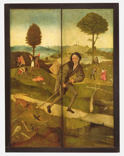 The Haywain, with Panels Closed Showing Everyman Walking the Path of Life by Hieronymus Bosch