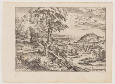Cephalus and Procris, from Landscapes with Biblical and Mythological Scenes by Hieronymus Cock