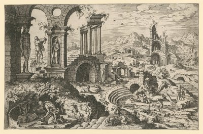 Saint Jerome in a Ruined Landscape by Hieronymus Cock
