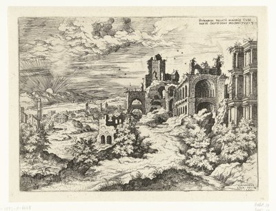 View of the Palatine Hill at Sunrise by Hieronymus Cock
