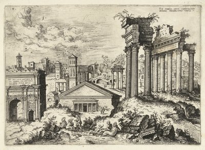 View of the Roman Forum from the Capitol (Roman Ruins) by Hieronymus Cock