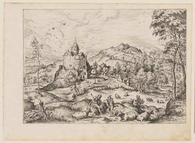 Mercury Lulling to Sleep Argus, from Landscapes with Biblical and Mythological Scenes by Hieronymus Cock