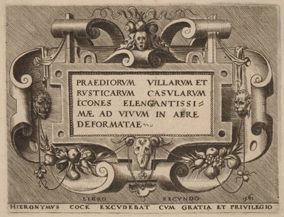 Title Page for Praediorum Villarum by Hieronymus Cock