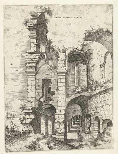 Fifth View of the Colosseum in Rome (Colossæi ro prospectvs 5, Roman Ruins) by Hieronymus Cock