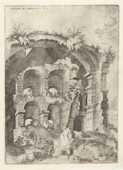 Seventh View of the Colosseum in Rome (series title: Roman Ruins) by Hieronymus Cock