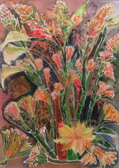 Calla Lillies with Tuber Roses by Hilary Simon
