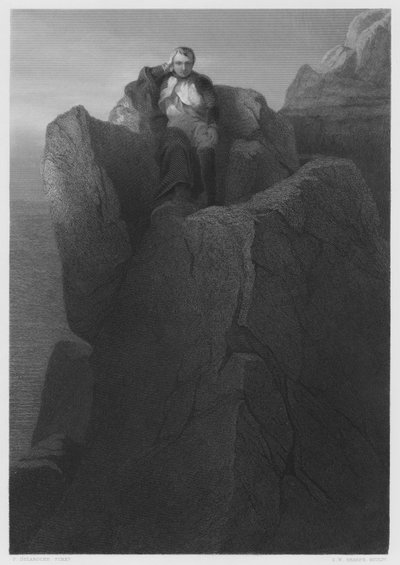 The Rock at St Helena, from the picture in the Royal Collection by Hippolyte Delaroche