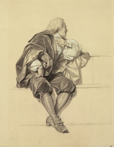 Study for the Portrait of Pierre Puget in the Hemicycle at the Ecole des Beaux Arts by Hippolyte Delaroche