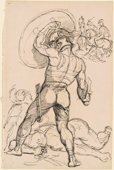 An Ancient Roman Warrior in Battle by Hippolyte Lalaisse