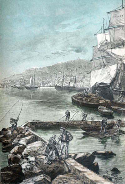 Illustration in chromotypography for Clovis Dardentor by Jules Verne, engraving by L. Benett for the edition Hetzel 1896 (engraving) by Hippolyte Leon Benett