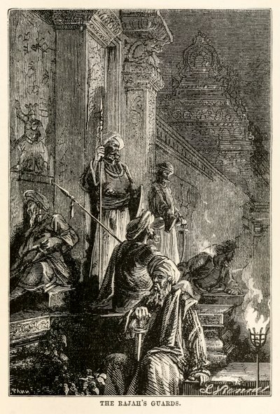 The Rajahs guards, from Around the World in Eighty Days by Jules Verne by Hippolyte Leon after Benett