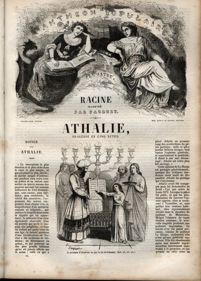 Athalie tragedy by Jean Racine in five acts - engraving in Oeuvres de Jean Racine illustrated by Pauquet and notice by Emile de La Bedolliere - 1851 by Hippolyte Louis Pauquet
