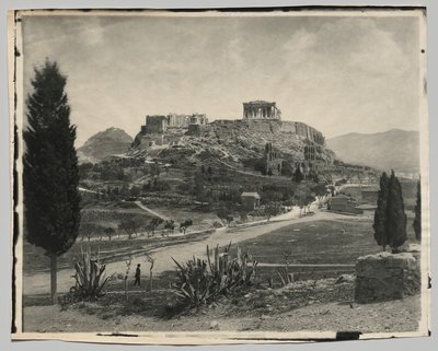 View of the Acropolis (walking man in foreground) by Hippolyte Petitjean