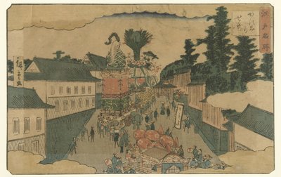 Procession in Kasumigaseki, Famous Places in Edo (series title) by Hiroshige (II) , Utagawa