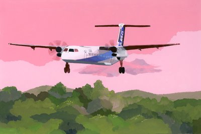 Airplane Landing at a Small Airfield by Hiroyuki Izutsu