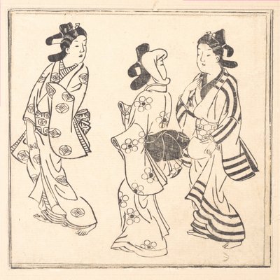 Leaf from a Book Entitled: Wakoku Hiaku-jo: One Hundred Japanese Women by Hishikawa Moronobu