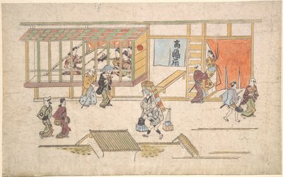 Scene in the Yoshiwara by Hishikawa Moronobu