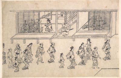 Street Scene in the Yoshiwara by Hishikawa Moronobu