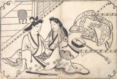 Two Lovers by Hishikawa Moronobu