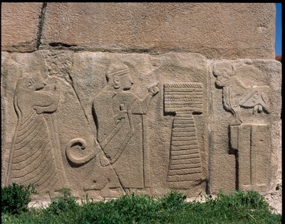 View of the base of reliefs of the Gate of the Sphinx by Hittite Hittite