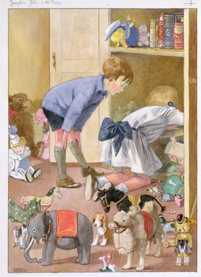 "We hunted in the cupboard, and at last I found him" (book illustration) by Honor Charlotte Appleton