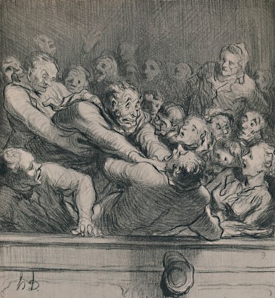 A Literary Discussion in the Upper Gallery by Honoré Daumier