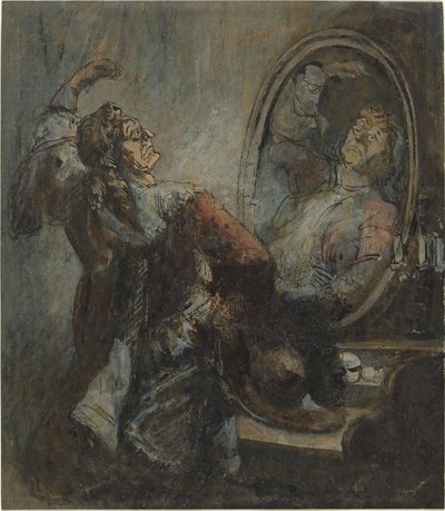 Actor Posing in Front of a Mirror by Honoré Daumier