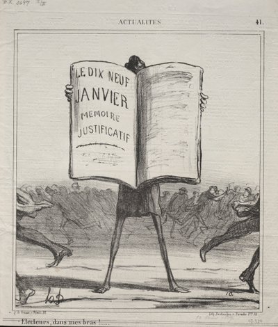Actualities No. 41: Electors, in my arms!, 1869 by Honoré Daumier