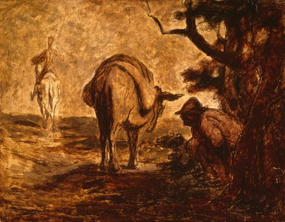 Don Quixote and Sancho Panza relieving himself by Honoré Daumier