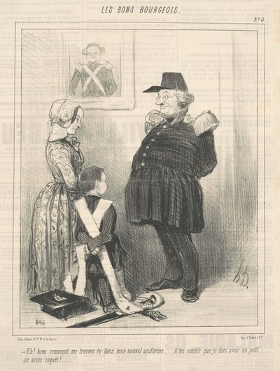Well! How do you find me in my new uniform ... by Honoré Daumier